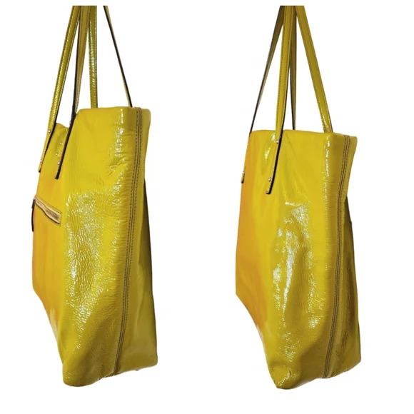Kate Spade Patent Leather Large Shopper Tote Bag Yellow - Picture 6 of 12